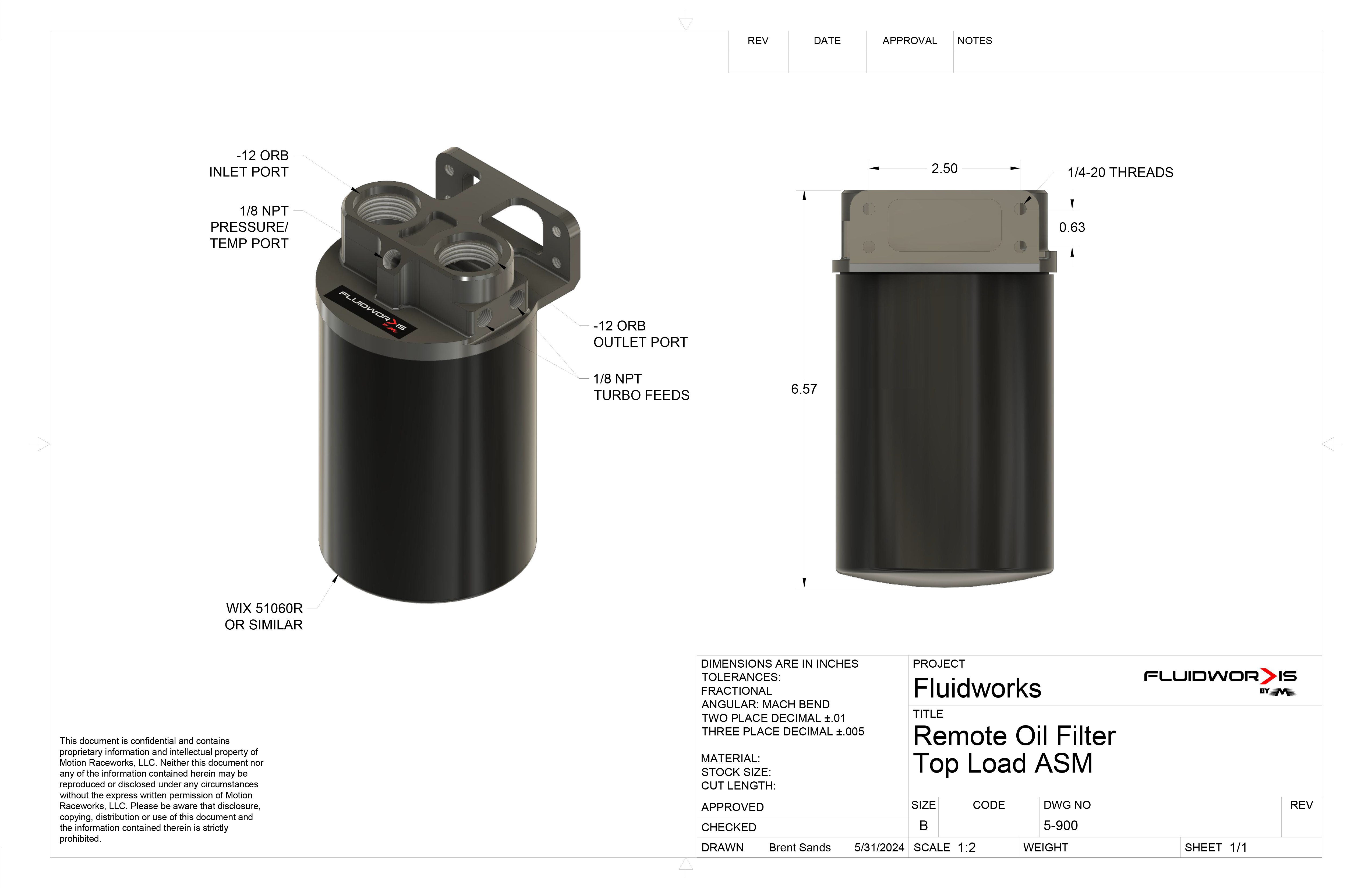 Fluidworks Remote Oil Filter- Top Load-Fluidworks-Motion Raceworks