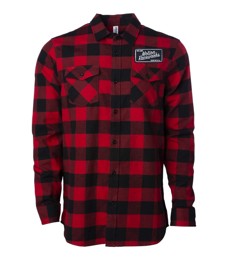 Discontinued Motion Red/Black Heritage Patch Flannel Long Sleeve Shirt 97-108-Motion Raceworks-Motion Raceworks