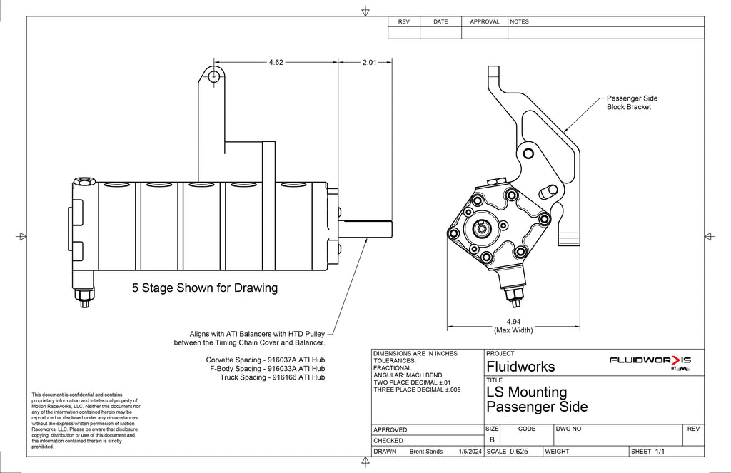 FluidWorks LS Wet Sump / Dry Sump Passenger Side Mounting Bracket-Fluidworks-Motion Raceworks