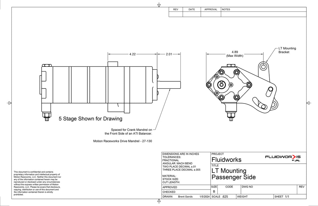 Fluidworks Gen V LT Wet Sump / Dry Sump Passenger Side Mounting Bracket-Fluidworks-Motion Raceworks