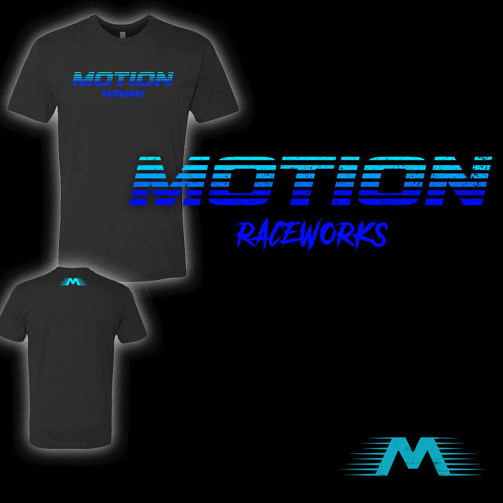 Blue on Black Motion 80s Fade Shirt 96-131-Motion Raceworks-Motion Raceworks